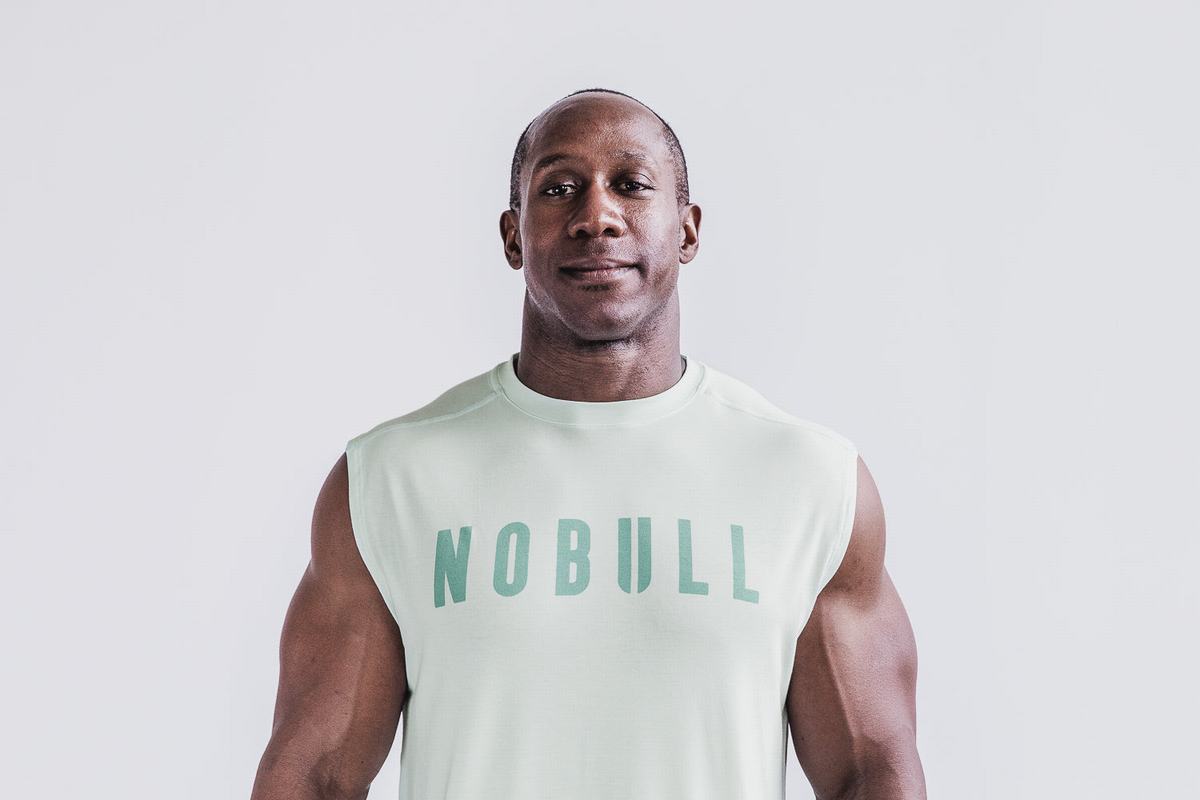 Nobull Sleeveless Men\'s T Shirts Green | Australia (CI1423)